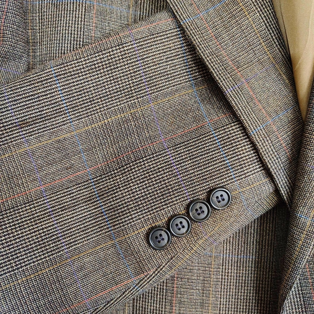 Vtg Bill Blass Blazer Mens‎ 44L Colorful Tweed Plaid Wool Sport Coat Suit Jacket